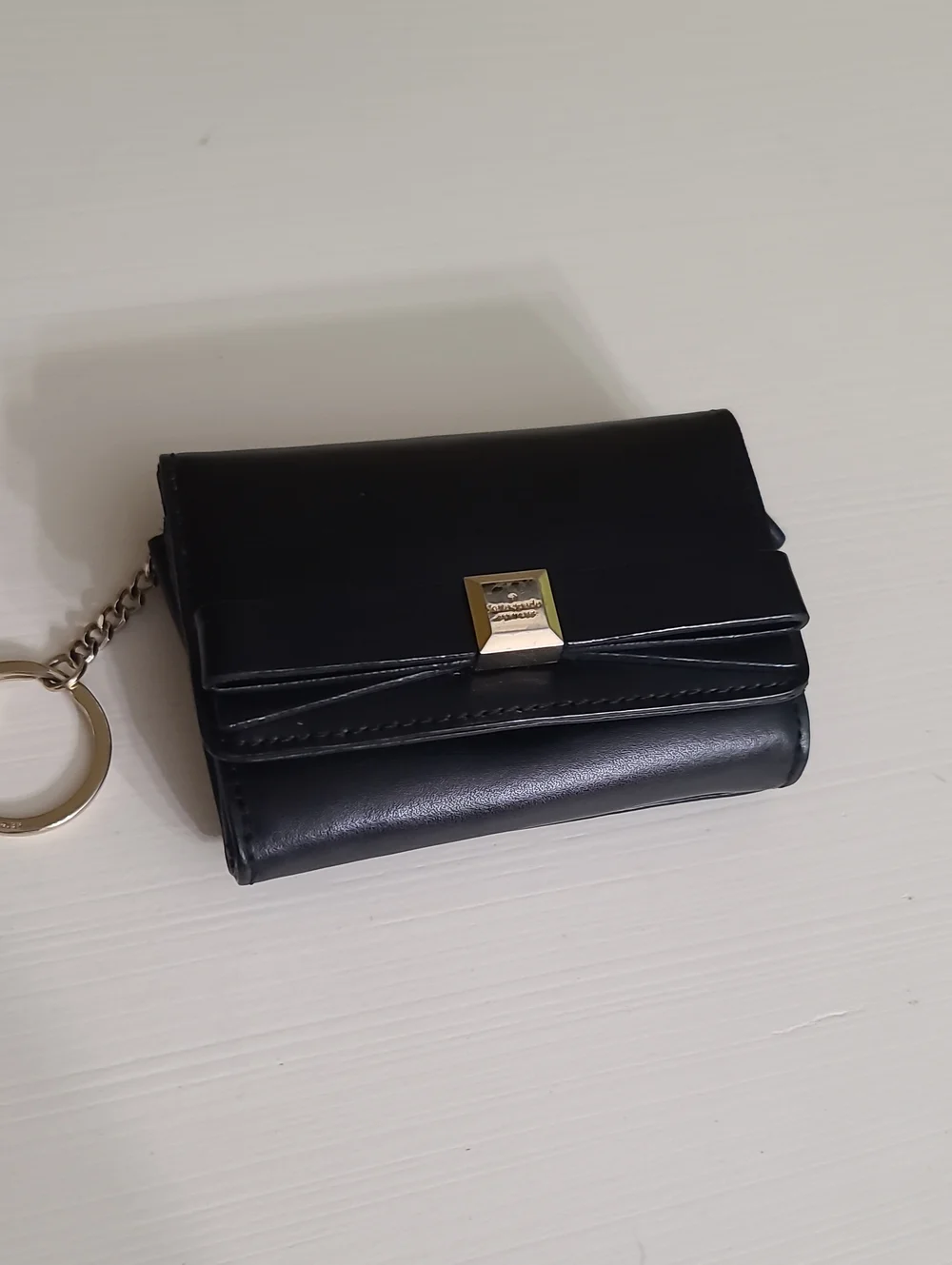 kate spade Black Leather Bow Accent Compact Wallet